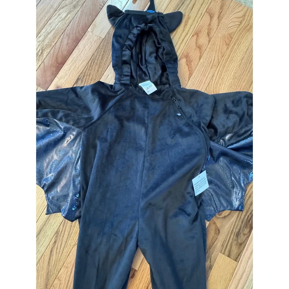 Toddler Bat Halloween Costume Black Velvet Iridescent Wings 18-24M NEW
